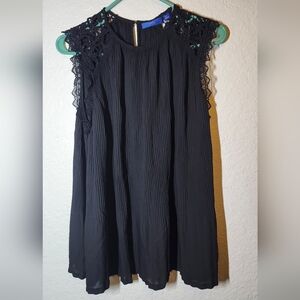 Lapis Black Sleeveless Lace Top XXL